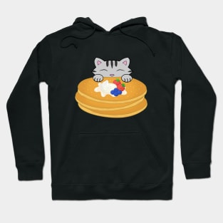 Grey Tabby Cat Eating Pancakes Hoodie